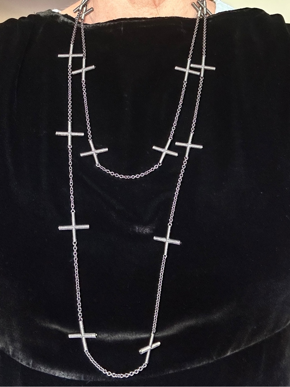 Nicole Miller Graphite Cross Station Layered Necklace - Women Jewelry
